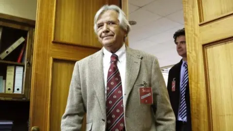 AFP Picture taken on July 12, 2017 showing Chilean businessman Carlos Cardoen arriving at a Senate human rights commission, in Valparaiso, Chile