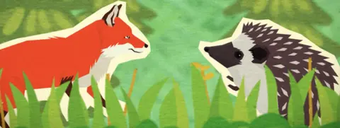 A hedgehog and a fox