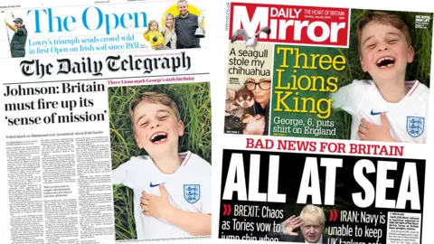 Front page of the Telegraph and the Daily Mirror