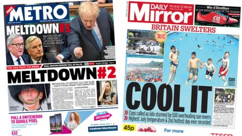 Metro and Mirror front pages