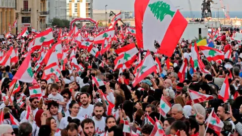 Getty Images Lebanese demonstrators gather in Beirut's Martyr Square during a gathering on Lebanon's Independence Day on November 22, 2019