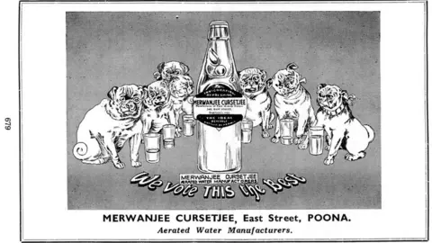 H D Darukhanawala, Parsis and Sports  Poster of a Parsi aerated water manufacturing company