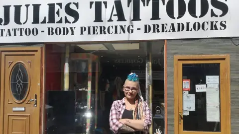 Jules Lee Jules Lee at her tattoo shop