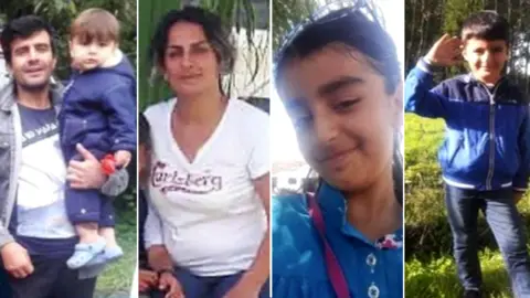 Hengaw Rasoul Iranejad, 35, and 15-month-old Artin, Shiva Mohammad Panahi, 35, Anita, nine, and Armin, six