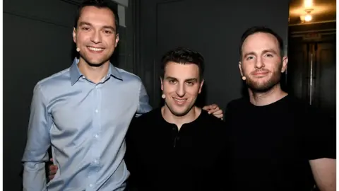 Airbnb Undated handout image of Airbnb Founders: Brian Chesky, Nathan Blecharczyk, Joe Gebbia