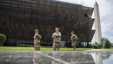 Getty Images Soldiers outside the African American museum during summer protests