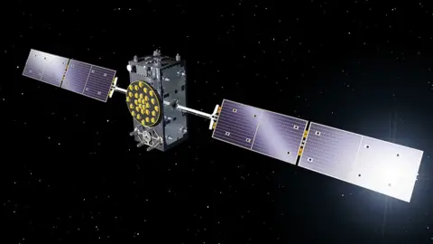 ESA Artwork: Galileo satellites beam down precise time signals