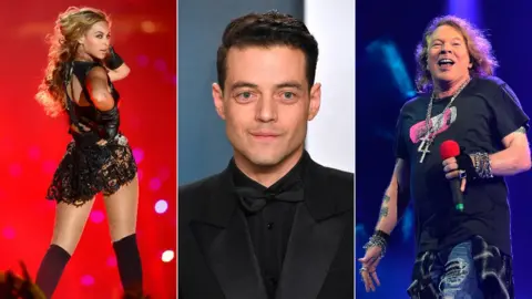 Getty Images Beyonce, Rami Malek and Axl Rose