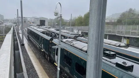 BBC Dozens of Class 800s are stacked up waiting to be checked at Hitachi's Swansea depot