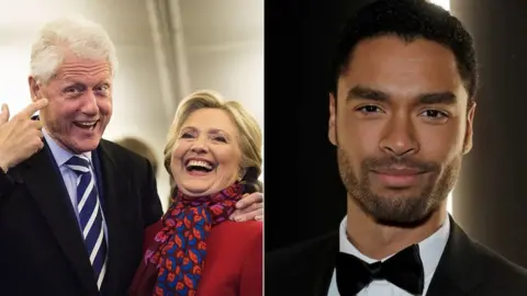 Getty Images Bill and Hillary Clinton and Regé-Jean Page