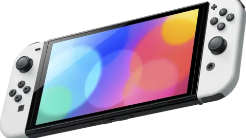 Nintendo The Nintendo Switch OLED Model, seen with bright colours on its screen