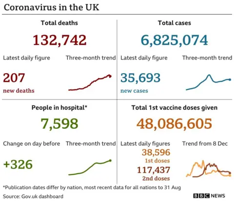 A graph showing coronavirus cases in the UK