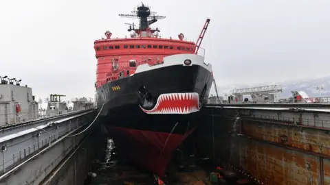 Getty Images A Russian nuclear-powered icebreaker, the Yamal, in Murmansk