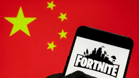 SOPA Images Chinese flag and Fortnite logo illustration