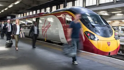 Virgin Trains Pendolino with Virgin Trains branding