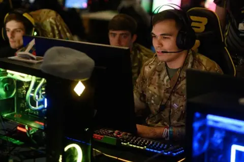 Getty Images Army personnel at Insomnia Games Festival
