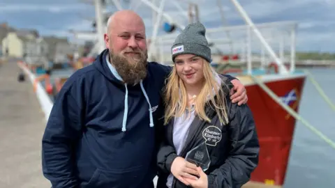 Isla Gale and her dad, Luke Corkill