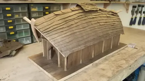 Chris Hall The exterior of the Viking longhouse 1:25 scale model