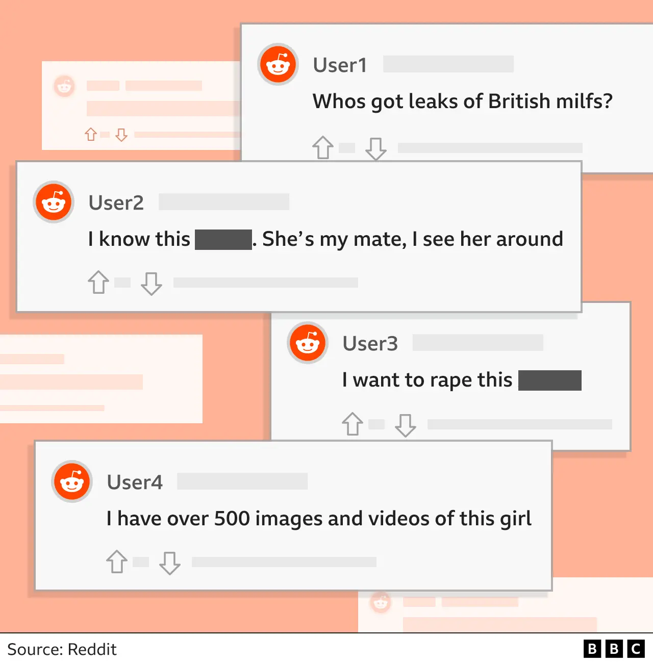 Graphic showing a sample of comments from the Reddit forum