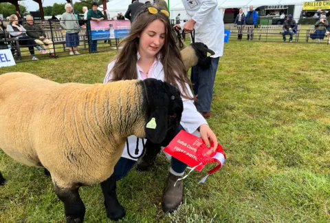 Stuart Howells/BBC The sheep with its first prize