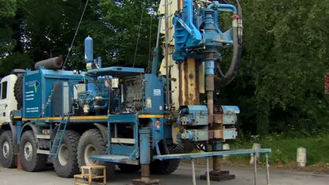 BBC Some of the machinery used for drilling geothermal boreholes