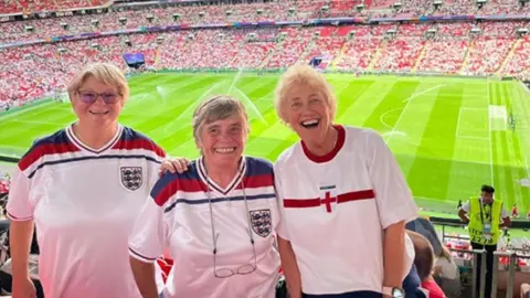 Women's Royal Army Corps Association/PA (left to right) Wendy Hooton, Mary Blake and Corinne Abrahams at Wembley Stadium