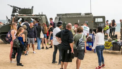 Bournemouth Air Festival People on the beach watching the army display