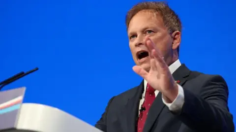 PA Media Defence Secretary Grant Shapps talking at the Conservative party conference
