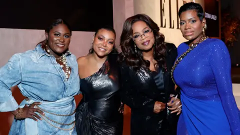 Getty Images Danielle Brooks, Taraji P. Henson, Oprah Winfrey and Fantasia Barrino attend ELLE's 2023 Women in Hollywood Celebration