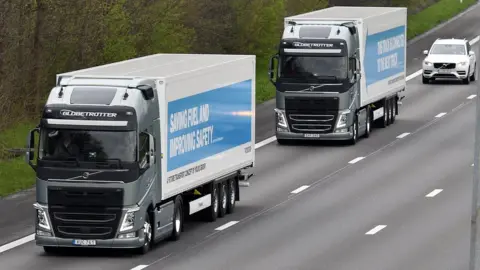 AFP Two lorries travelling in a platoon