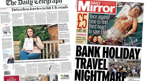 Telegraph and Mirror front pages
