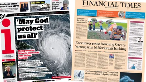 i and FT front pages 07/09/2017