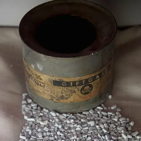 Getty Images Zyklon B canister with contents