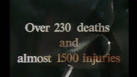 Crown Copyright A still from a public information film on the human cost of fires caused by smoking