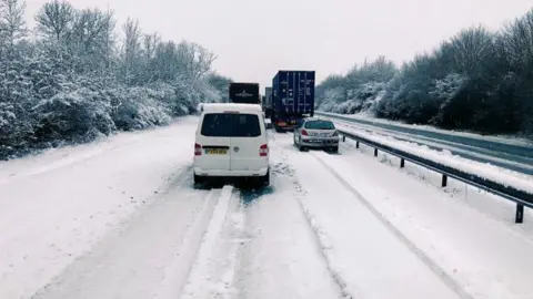  Sean Byrne traffic on the A14 in the snow