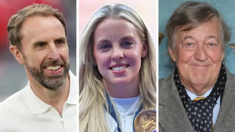 Getty Images Composite of Gareth Southgate, Keely Hodgkinson and Stephen Fry