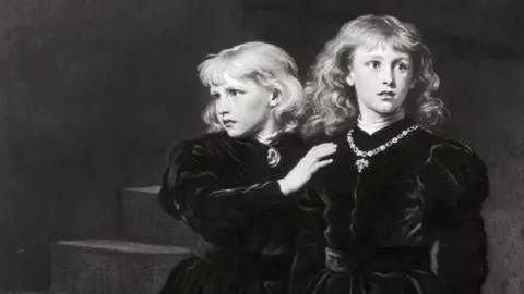 Getty Images A vintage etching of two princes, Edward and Richard, in the Tower by John Everett Millais, produced in the 19th Century.