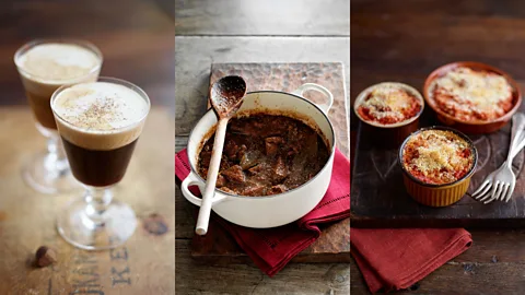 FlambÃ©ed Irish coffee, Stoofvlees op zân vlaams (Flemish beef
stew and Txangurro al horno (baked spider crab). (David Loftus and Gareth Morgans)