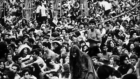 Members of the crowd at the Woodstock Festival in Bethal, New York. (Hulton Archive/Getty Images)