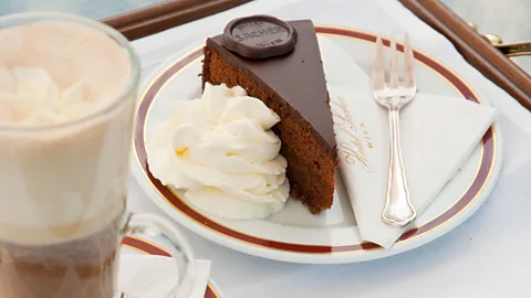 Doug Scott/ Alamy The famous Sachertorte chocolate cake, a big part of café culture across Vienna (Credit: Doug Scott/ Alamy)