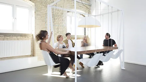 Tom Oxley/Duffy London Only stuffy bores need legs and wheels on their office chairs – cool people have swings (Credit: Tom Oxley/Duffy London)