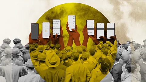 Getty Images/Javier Hirschfeld Individual messages, emails and internet searches to not produce much of a carbon footprint, but billions of them add up quickly (Credit: Getty Images/Javier Hirschfeld)