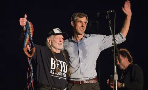 Getty Images Mr O'Rourke held a campaign concert with famed country musician Willie Nelson