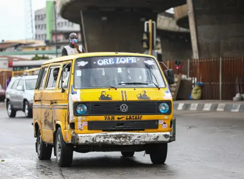 Reuters A yellow minibus taxi