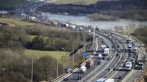 Getty Images Aerial view of M25 motorway