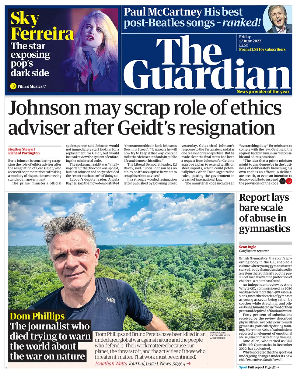 BBC Guardian front page