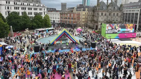 Getty Images Crowds in Victoria Square