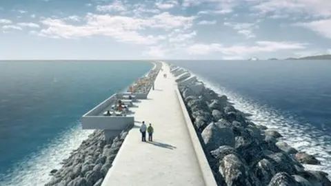 Tidal Lagoon Swansea Bay Ltd An artist's impression of how the lagoon in Swansea could look