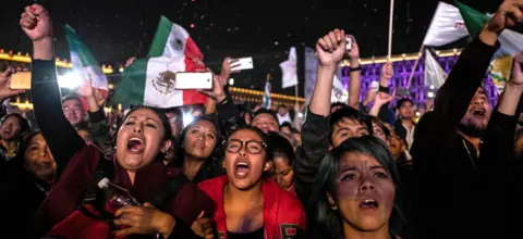 AFP Women cheering after Mexico election results
