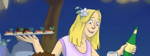 Sarah Dousse Lucy serves drinks at the wedding